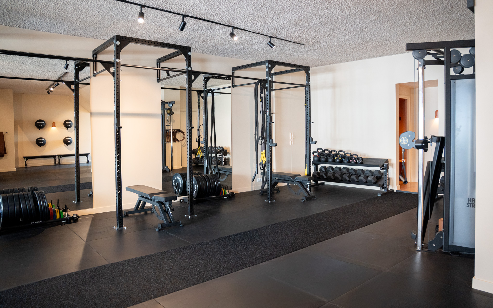 freddies studio bussum brede opname fitnessruimte met medicijnballen en hammer strength machine